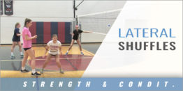 Watch as Coach Nancy Dorsey explains and players demonstrate this Lateral Shuffles With Bands Drill.