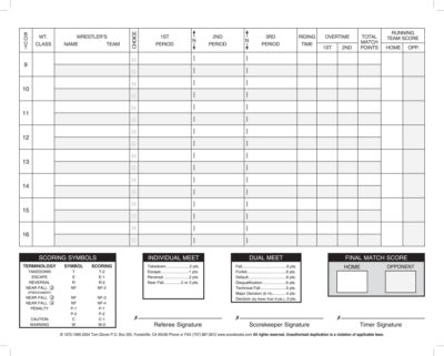 Glover's Wrestling Scorebook - 45 Dual Meets - Image 3